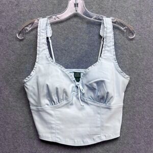 Wild Fable Babydoll Corset Milkmaid Top M Bow Lace Smocked Fairy Basque